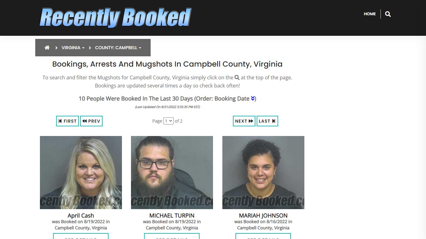 Bookings, Arrests and Mugshots in Campbell County, Virginia