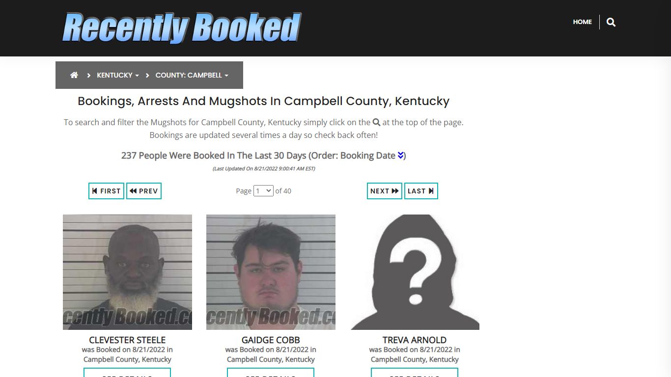 Bookings, Arrests and Mugshots in Campbell County, Kentucky